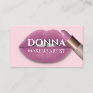 Carte De Visite Rose rose lèvres QR Code logo maquillage Lipstick
