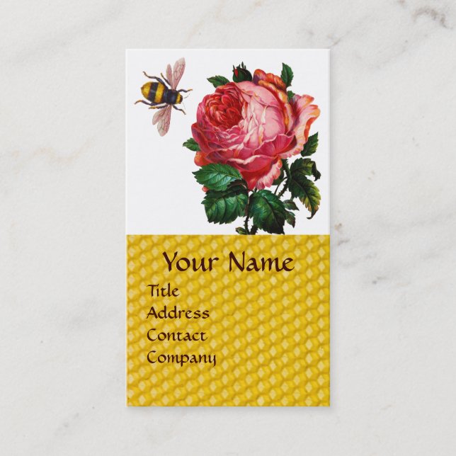 CARTE DE VISITE ROSE ROSE ROSE ROSE ET HONEY ABEE BEEKEEPER ROUGE  (Devant)
