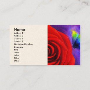 Carte De Visite Rose rouge avec l'art de peinture de papillon -