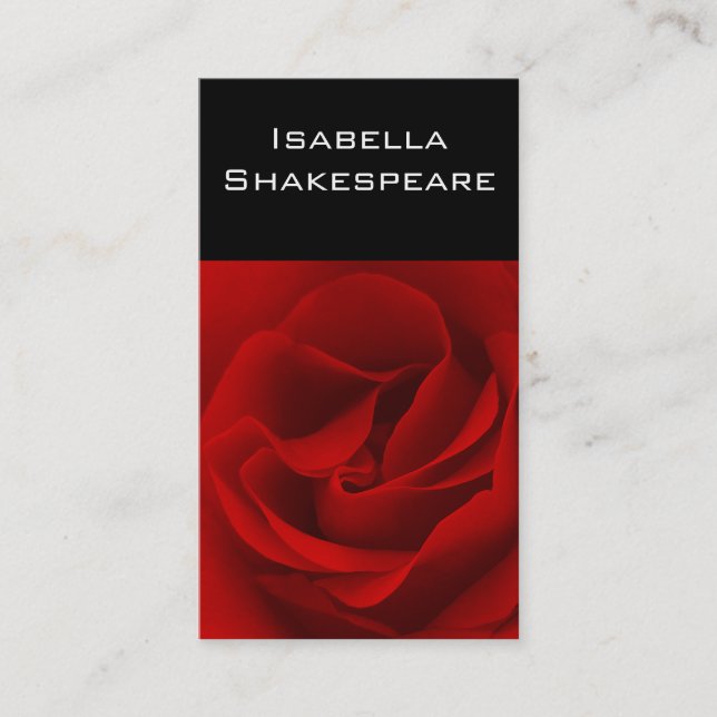 Carte De Visite Rose rouge en noir (Devant)