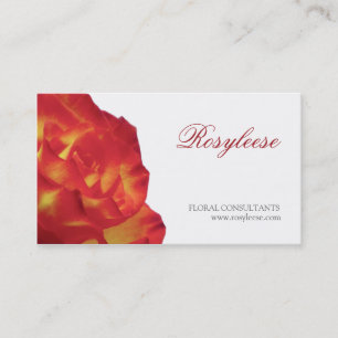 Carte De Visite Rose rouge et jaune - fleuriste/conseiller floral