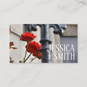 Carte De Visite Rose rouge Floral Jardin Porte Photographie