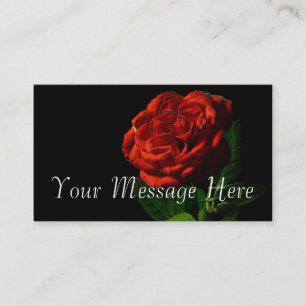 Carte De Visite Rose rouge sur Floral noir