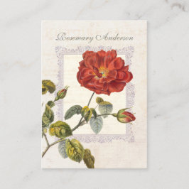 Carte De Visite Rose rouge très élégante à l'ancienne pour jardini