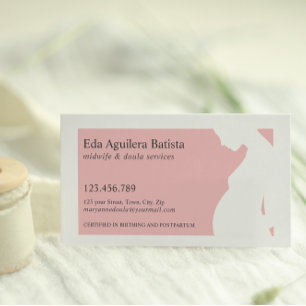 Carte De Visite Rose   Sage-femme Doula femme enceinte SILHOUETTE