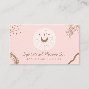 Carte De Visite Rose Simple Rouge Lune Étoiles Spirituel Reiki