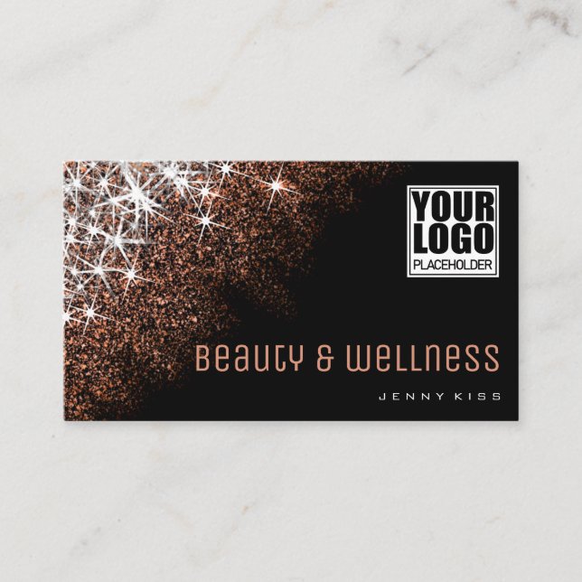 Carte De Visite Rose tendance Gold Parties scintillant Professionn (Devant)