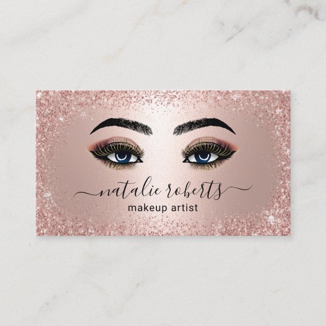 Carte De Visite Rose tendance Parties scintillant or maquillage Ar (Devant)
