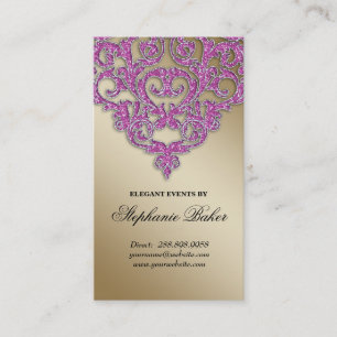 Carte De Visite Rose V d'étincelle d'or de damassé d'organisateu