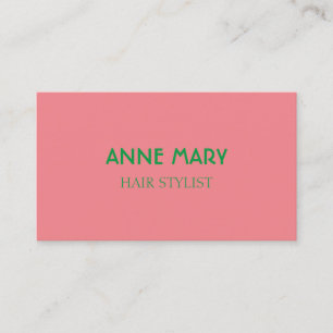 Carte De Visite Rose Vert Moderne Gras Cheveux Styliste Salon Fill