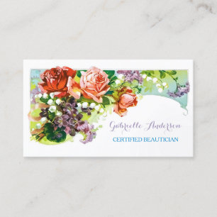 Carte De Visite Rose vintage certifié de rose d'esthéticien floral