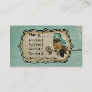 Carte de visite rose vintage/étiquettes de hibou
