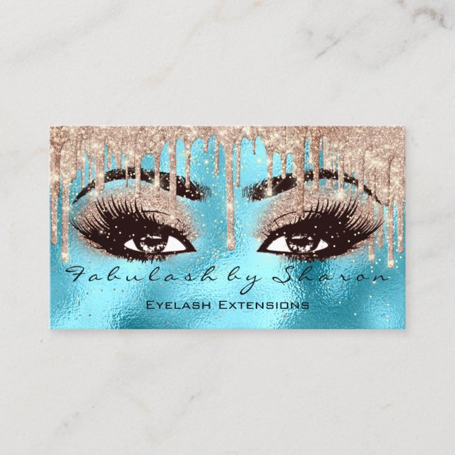 Carte De Visite Rose VIP bleu goutte à goutte pour Parties scintil (Devant)