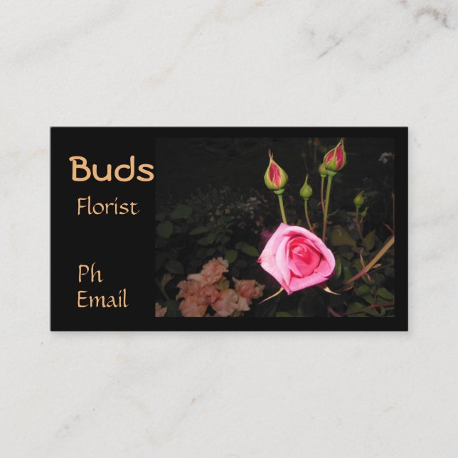 Carte De Visite Rosebud atmosphérique >Cartes fleuristes professio (Devant)