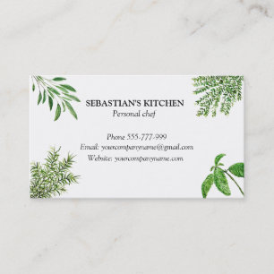 Carte De Visite Rosemary Herbes de Sage de thym Chef culinaire Aff