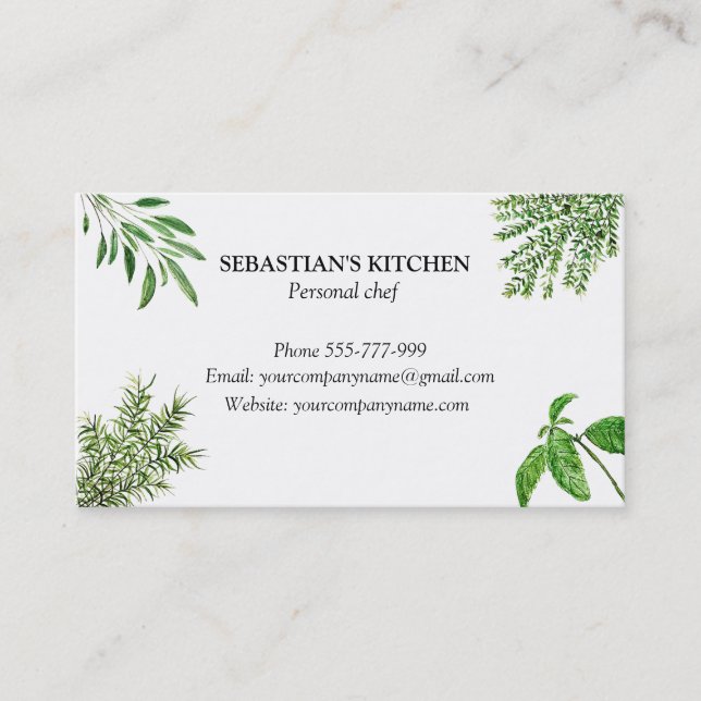 Carte De Visite Rosemary Herbes de Sage de thym Chef culinaire Aff (Devant)