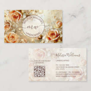 Carte De Visite Roses Abricot Luxe