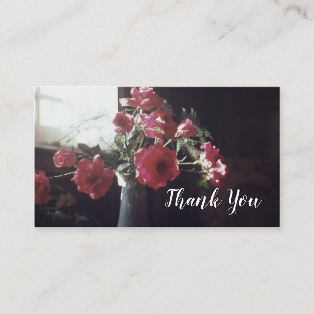 Carte De Visite Roses antiques dans Vase Floral Merci Rose (Devant)