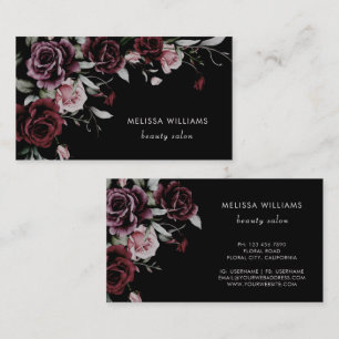 Carte De Visite Roses Aquarelle Fond Noir