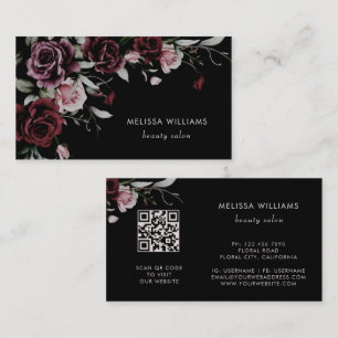 Carte De Visite Roses Aquarelle Fond Noir
