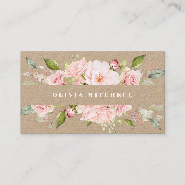 Carte De Visite Roses assez roses | Papier d'emballage floral (Devant)