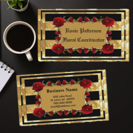 Carte De Visite Roses Black Gold