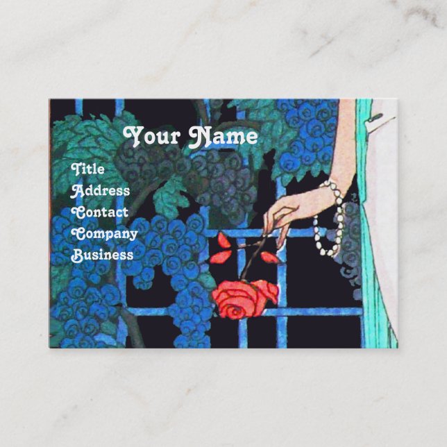CARTE DE VISITE ROSES DANS LA NUIT, MODE DE BEAUTÉ COMME ARTISTE (Devant)