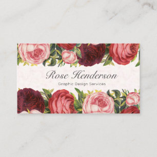 Carte De Visite Roses de Chou-chou rouge rose de l'époque victori
