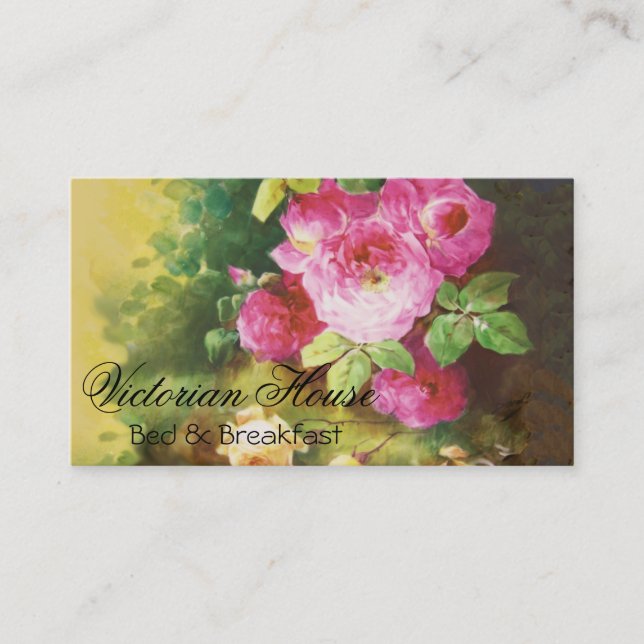 Carte De Visite Roses de chou rose de l'époque victorienne (Devant)