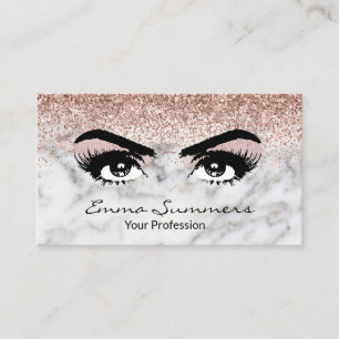 Carte De Visite Roses dorés Sourcils Cils Marbre Maquillage Yeux
