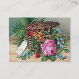 Carte De Visite Roses et fougères dans le cru de panier victorien