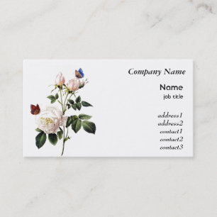 Carte De Visite Roses et papillons blancs vintages