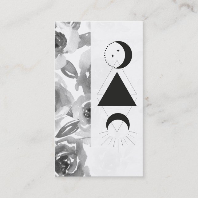 Carte De Visite *~* Roses Fleurs triangles de la lune d'alchimie d (Devant)