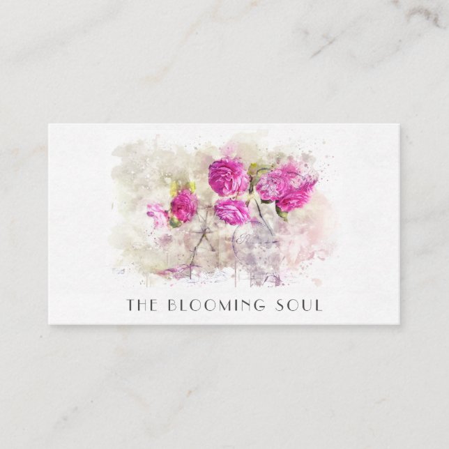 Carte De Visite *~* Roses floraux classiques QR PHOTO AR26 Bus Vin (Devant)
