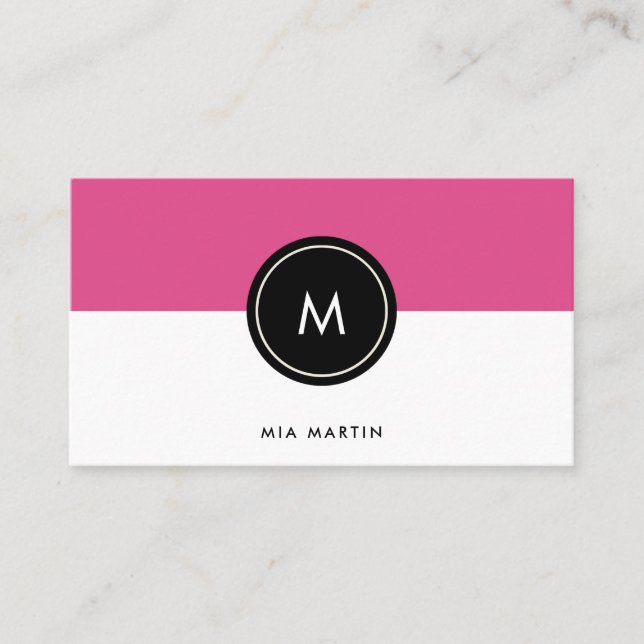 Carte De Visite Roses foncés chics et noircissent le monogramme de (Devant)