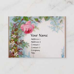 Carte De Visite ROSES & JASMINES MONOGRAMME FLORAL VERT GEM Pearl