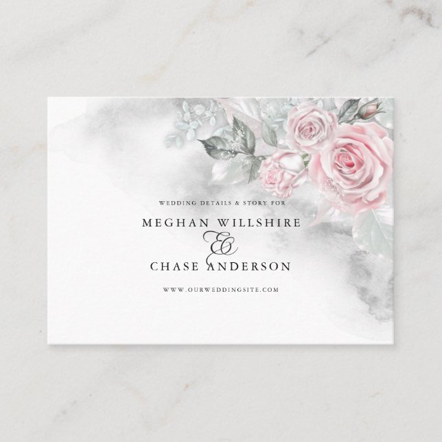Carte De Visite Roses roses modernes Aquarelle gris BarefootBride™ (Devant)