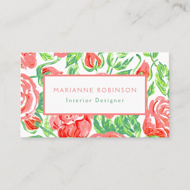 Carte De Visite Roses roses rose Floral Moderne (Devant)
