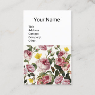 Carte De Visite ROSES ROSES ROSES ET BOUTTERFLIES JAUNES Florales 