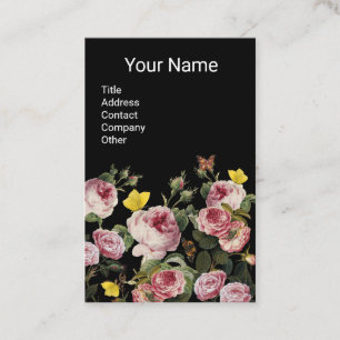 Carte De Visite ROSES ROSES ROSES ET BOUTTERFLIES JAUNES Florales 