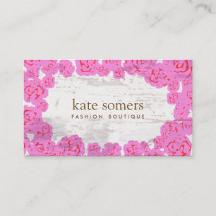 Carte De Visite Roses Roses Roses Roses Rose, Bois Vieilli Rustiqu