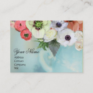 CARTE DE VISITE ROSES ROSES ROSES ROSES ROUGES BLANCHES ET FLEURS 