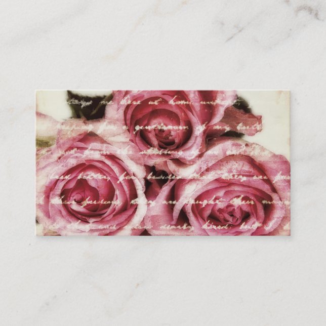 Carte De Visite Roses roses vintages (Devant)