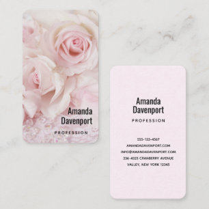 Carte De Visite Roses roses vintages et dentelle élégante