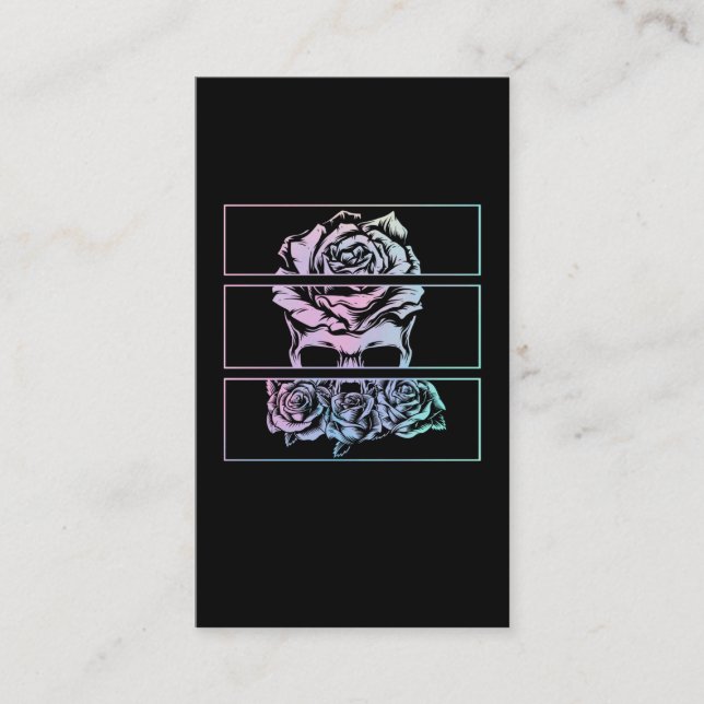 Carte De Visite Roses rouges Crâne gothique Wicca Pastel Fleurs go (Devant)