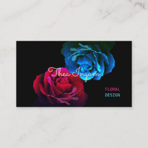 Carte De Visite Roses rouges et bleus
