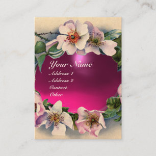 Carte De Visite Roses SAUVAGES AVEC ROSE FUCHSIA GEM STONE MONOGRA