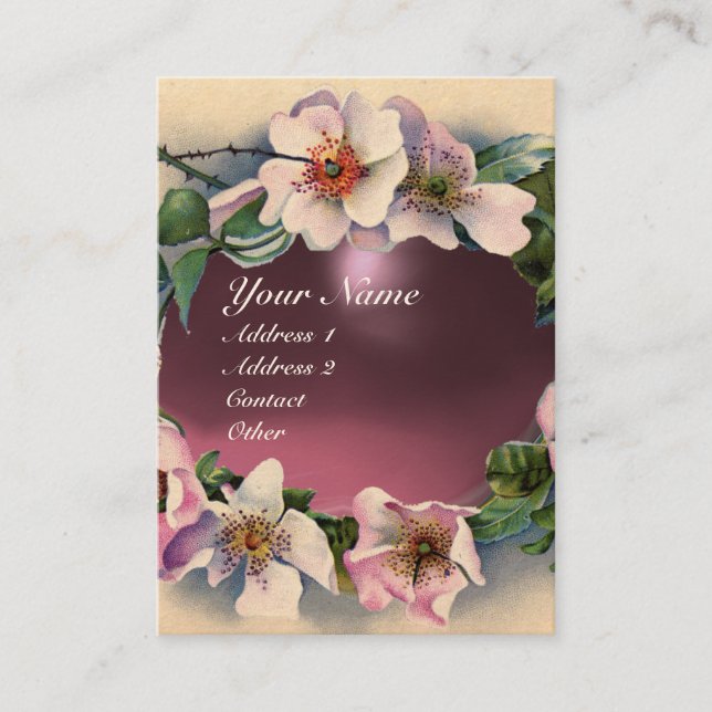 Carte De Visite Roses SAUVAGES AVEC ROSE PURPLE GEM STONE MONOGRAM (Devant)