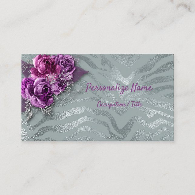 Carte De Visite Roses violets élégants sur le Motif de la Parties  (Devant)