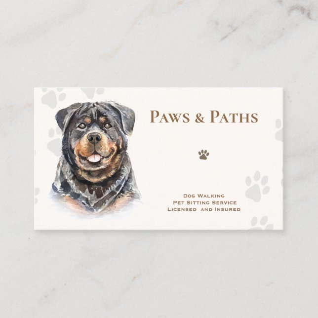 Carte De Visite Rottweiler Chien Walker Animal assis (Devant)